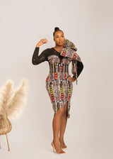 MAKENA AFRICAN PRINT CORSET DRESS