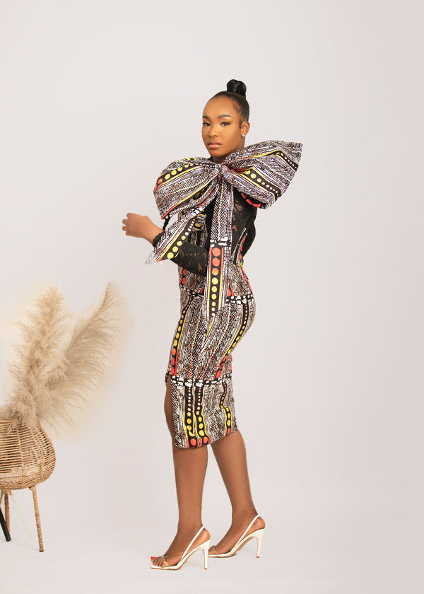 MAKENA AFRICAN PRINT CORSET DRESS