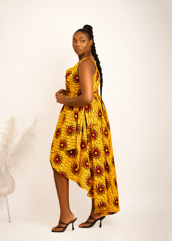 MAKENA AFRICAN PRINT CORSET DRESS