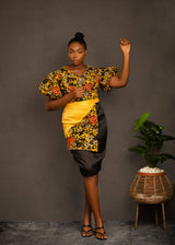 KEISHA AFRICAN PRINT PUFF SLEEVE TOP