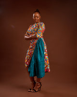 Valerie African print Clash Assymetric Midaxi dress