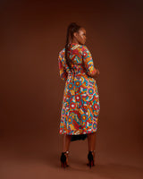 Valerie African print Clash Assymetric Midaxi dress