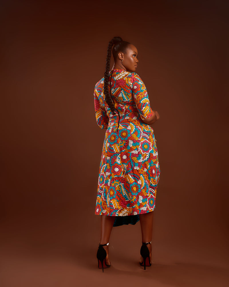 Valerie African print Clash Assymetric Midaxi dress