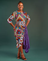 Abby African Print Clash Assymetric Midaxi dress