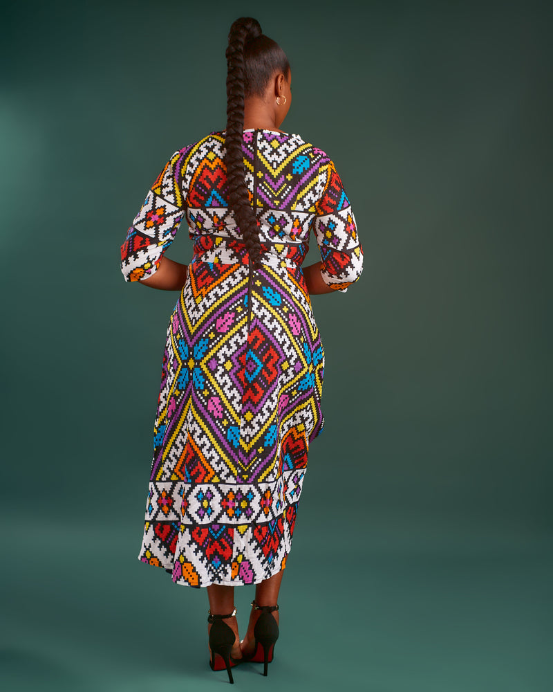 Abby African Print Clash Assymetric Midaxi dress