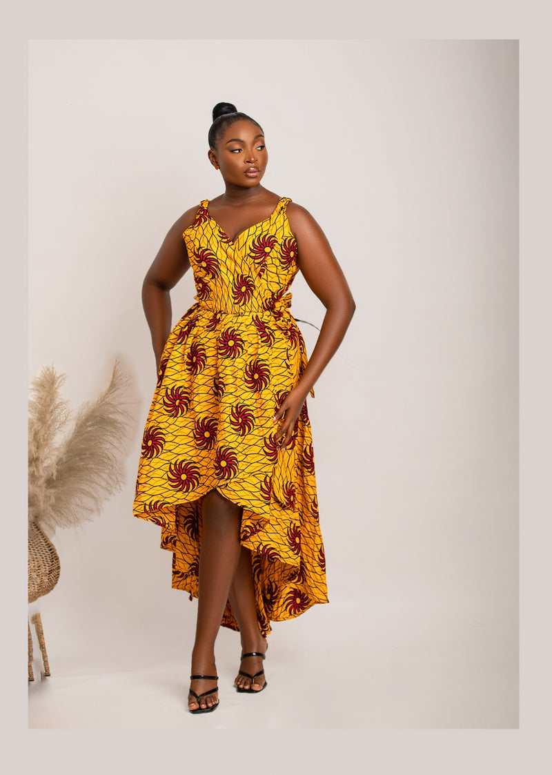 ANIKA AFRICAN PRINT WRAP MAXI DRESS