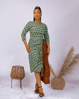 Iyun African Print Clash Assymetric Midaxi dress